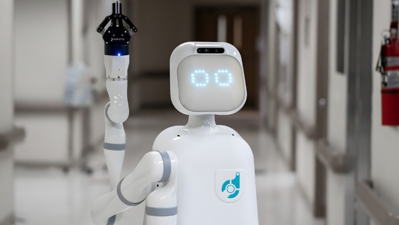 Autonomous hospital service robot operating in a medical corridor